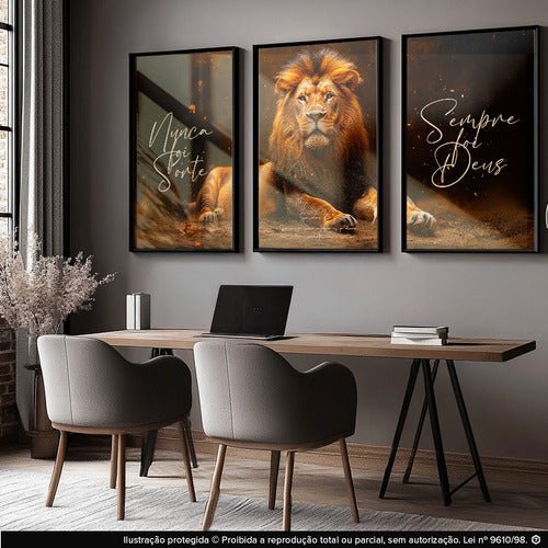 Quadro Decorativo Leão Salmo 23 - Loja Confia