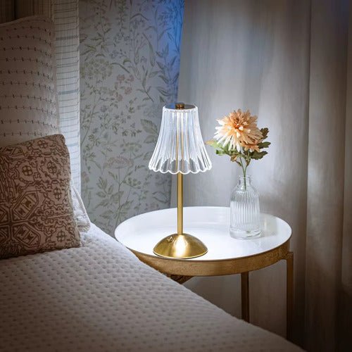 Abajur Mesa Saia De Seda TouchLux - Seu Quarto Aconchegante - Loja Confia