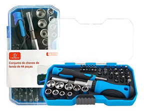 Kit De Ferramentas 44 Peças Chave Catraca Cabo Emborrachado - Loja Confia