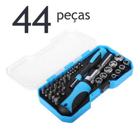 Kit De Ferramentas 44 Peças Chave Catraca Cabo Emborrachado - Loja Confia