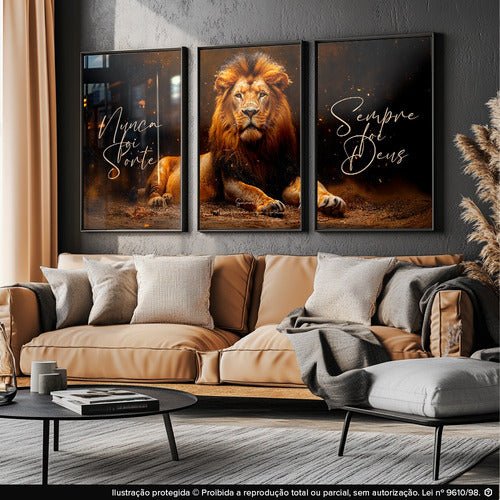 Quadro Decorativo Leão Salmo 23 - Loja Confia