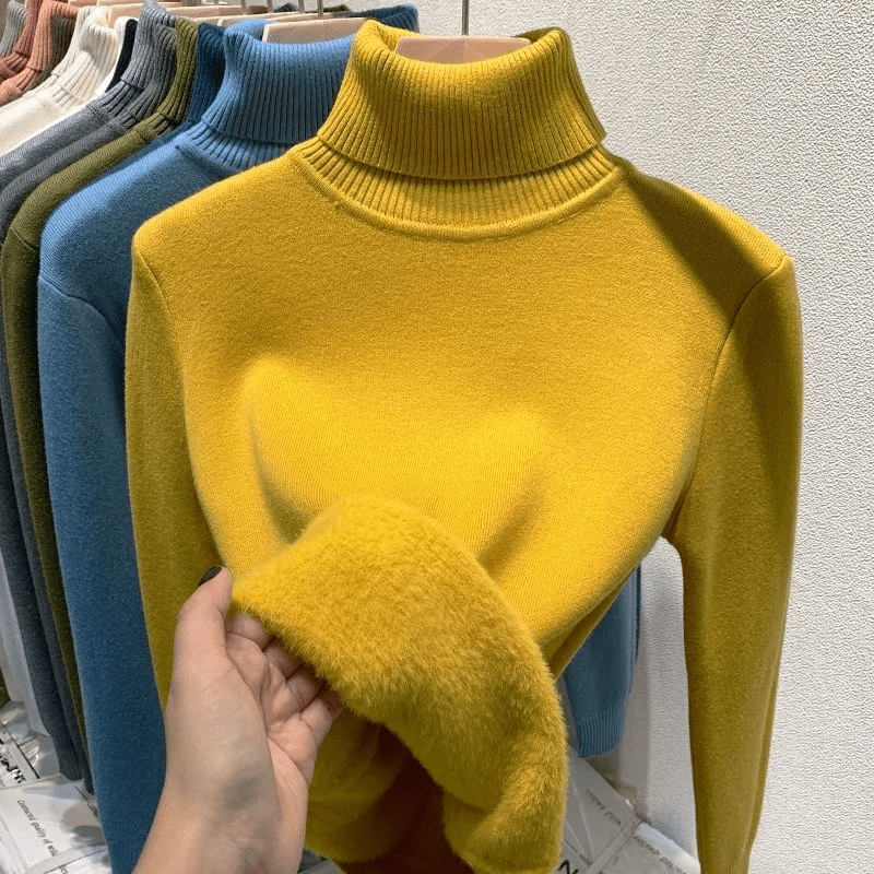 Suéter de Lã Peluciado Premium – Gola Alta Feminino - Loja Confia