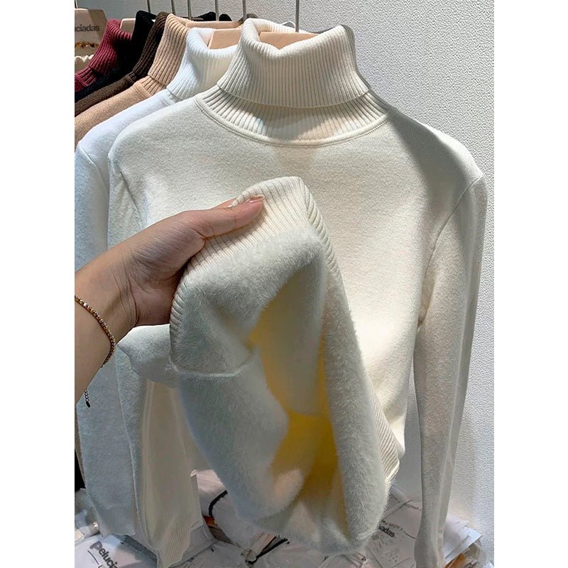 Suéter de Lã Peluciado Premium – Gola Alta Feminino - Loja Confia