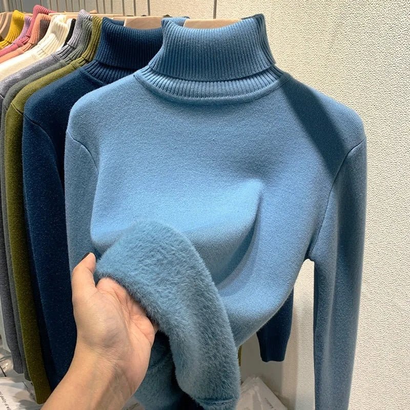 Suéter de Lã Peluciado Premium – Gola Alta Feminino - Loja Confia
